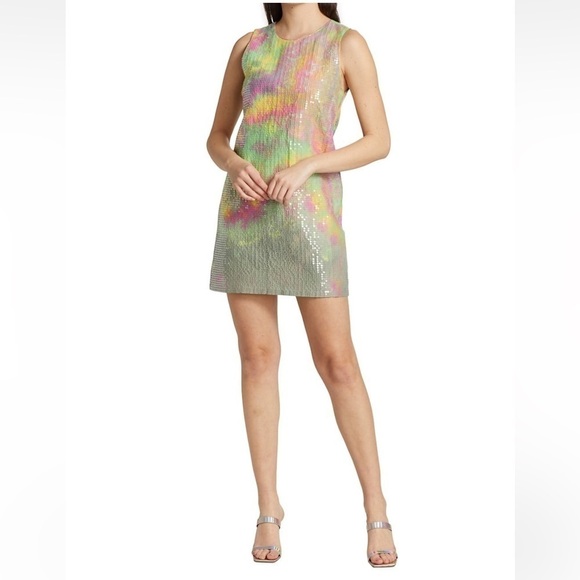 NWT Le Superbe Ibiza Days Sequin Shift Mini Dress Multi Color Tie Dye Sz 0 - Picture 5 of 15